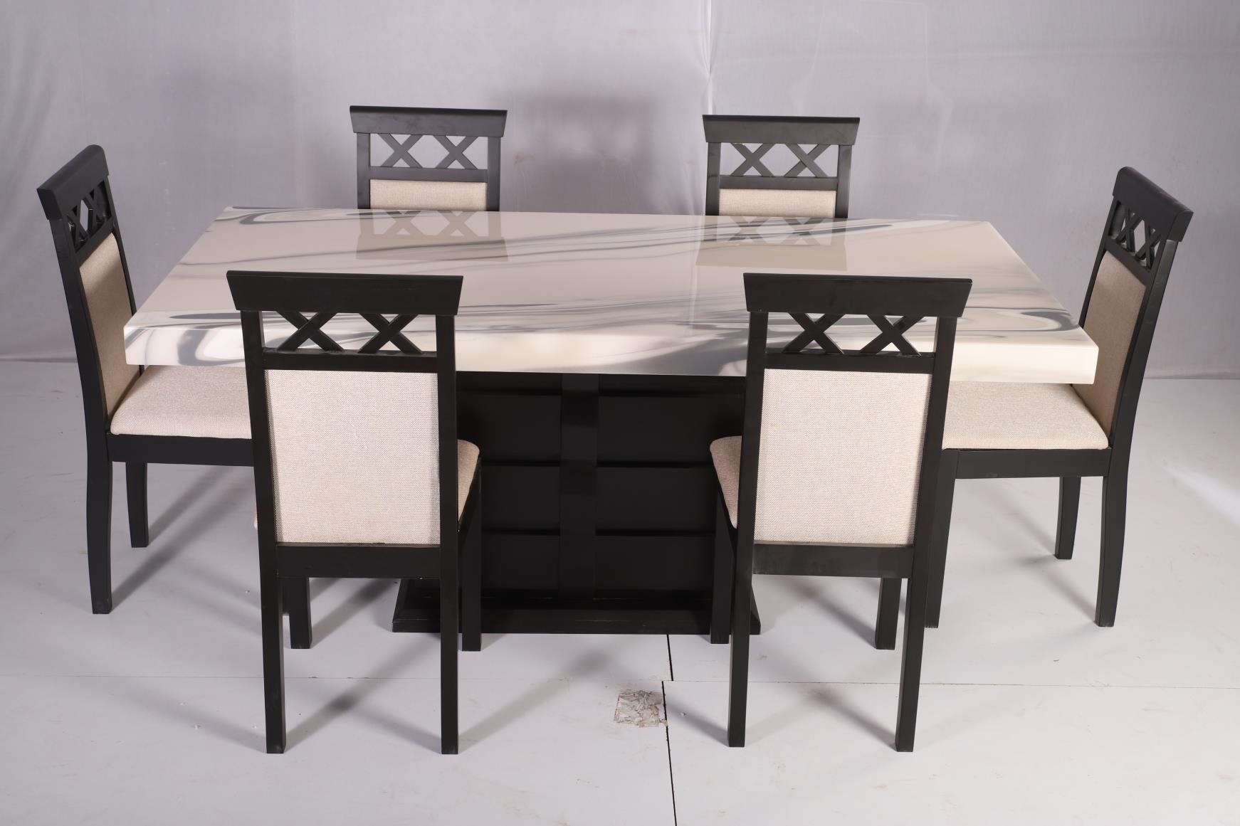 FG NORMAN SIX SEATER DININGSET WITH MARBLE TOP image